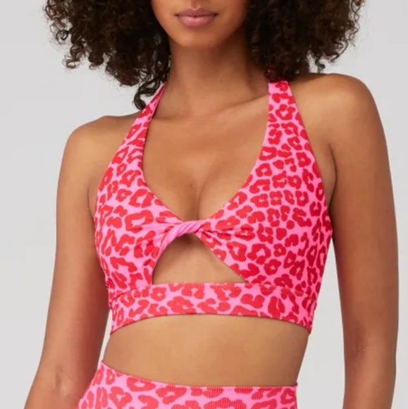 Beach Riot Twist Top Love Leopard Small